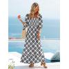 imageWomen Boho Maxi Dresses Summer 2025 Puff Sleeve Square Neck Smocked Aline Casual Ruffle Tiered Flowy Beach Long Dress PocketLight Blue