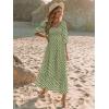 imageWomen Boho Maxi Dresses Summer 2025 Puff Sleeve Square Neck Smocked Aline Casual Ruffle Tiered Flowy Beach Long Dress PocketLight Green
