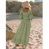 imageWomen Boho Maxi Dresses Summer 2025 Puff Sleeve Square Neck Smocked Aline Casual Ruffle Tiered Flowy Beach Long Dress PocketLight Green