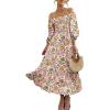 imageWomen Boho Maxi Dresses Summer 2025 Puff Sleeve Square Neck Smocked Aline Casual Ruffle Tiered Flowy Beach Long Dress PocketMulti
