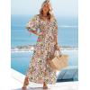 imageWomen Boho Maxi Dresses Summer 2025 Puff Sleeve Square Neck Smocked Aline Casual Ruffle Tiered Flowy Beach Long Dress PocketMulti
