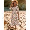 imageWomen Boho Maxi Dresses Summer 2025 Puff Sleeve Square Neck Smocked Aline Casual Ruffle Tiered Flowy Beach Long Dress PocketMulti