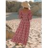 imageWomen Boho Maxi Dresses Summer 2025 Puff Sleeve Square Neck Smocked Aline Casual Ruffle Tiered Flowy Beach Long Dress PocketRed
