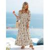 imageWomen Boho Maxi Dresses Summer 2025 Puff Sleeve Square Neck Smocked Aline Casual Ruffle Tiered Flowy Beach Long Dress PocketWhite