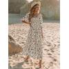 imageWomen Boho Maxi Dresses Summer 2025 Puff Sleeve Square Neck Smocked Aline Casual Ruffle Tiered Flowy Beach Long Dress PocketWhite