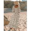 imageWomen Boho Maxi Dresses Summer 2025 Puff Sleeve Square Neck Smocked Aline Casual Ruffle Tiered Flowy Beach Long Dress PocketWhite