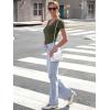 imageWomen Short Sleeve Lace V Neck Shirts Ribbed Knit Fitted Basic Tee Tops Business Dressy Casual Summer Blouses TShirtArmy Green