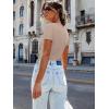 imageWomen Short Sleeve Lace V Neck Shirts Ribbed Knit Fitted Basic Tee Tops Business Dressy Casual Summer Blouses TShirtBeige