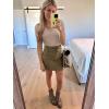imageWomen Short Sleeve Lace V Neck Shirts Ribbed Knit Fitted Basic Tee Tops Business Dressy Casual Summer Blouses TShirtBeige