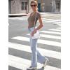 imageWomen Short Sleeve Lace V Neck Shirts Ribbed Knit Fitted Basic Tee Tops Business Dressy Casual Summer Blouses TShirtBrown