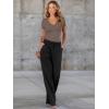 imageWomen Short Sleeve Lace V Neck Shirts Ribbed Knit Fitted Basic Tee Tops Business Dressy Casual Summer Blouses TShirtBrown