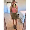 imageWomen Short Sleeve Lace V Neck Shirts Ribbed Knit Fitted Basic Tee Tops Business Dressy Casual Summer Blouses TShirtCoral