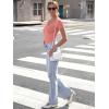 imageWomen Short Sleeve Lace V Neck Shirts Ribbed Knit Fitted Basic Tee Tops Business Dressy Casual Summer Blouses TShirtCoral