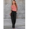 imageWomen Short Sleeve Lace V Neck Shirts Ribbed Knit Fitted Basic Tee Tops Business Dressy Casual Summer Blouses TShirtCoral