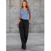 imageWomen Short Sleeve Lace V Neck Shirts Ribbed Knit Fitted Basic Tee Tops Business Dressy Casual Summer Blouses TShirtLight Blue