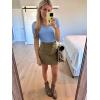 imageWomen Short Sleeve Lace V Neck Shirts Ribbed Knit Fitted Basic Tee Tops Business Dressy Casual Summer Blouses TShirtLight Blue
