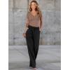 imageWomen Short Sleeve Lace V Neck Shirts Ribbed Knit Fitted Basic Tee Tops Business Dressy Casual Summer Blouses TShirtLight Brown