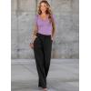 imageWomen Short Sleeve Lace V Neck Shirts Ribbed Knit Fitted Basic Tee Tops Business Dressy Casual Summer Blouses TShirtLilac