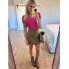 imageWomen Short Sleeve Lace V Neck Shirts Ribbed Knit Fitted Basic Tee Tops Business Dressy Casual Summer Blouses TShirtRose Pink