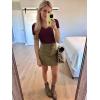 imageWomen Short Sleeve Lace V Neck Shirts Ribbed Knit Fitted Basic Tee Tops Business Dressy Casual Summer Blouses TShirtWine Red