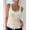 imageWomen Square Neck Crop Tank Tops Sexy Y2K Summer Sleeveless Button Down Fitted Shirts Lace Going Out Camisole TopsBeige