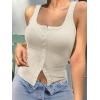 imageWomen Square Neck Crop Tank Tops Sexy Y2K Summer Sleeveless Button Down Fitted Shirts Lace Going Out Camisole TopsBeige