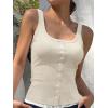 imageWomen Square Neck Crop Tank Tops Sexy Y2K Summer Sleeveless Button Down Fitted Shirts Lace Going Out Camisole TopsBeige