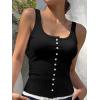 imageWomen Square Neck Crop Tank Tops Sexy Y2K Summer Sleeveless Button Down Fitted Shirts Lace Going Out Camisole TopsBlack