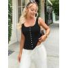 imageWomen Square Neck Crop Tank Tops Sexy Y2K Summer Sleeveless Button Down Fitted Shirts Lace Going Out Camisole TopsBlack