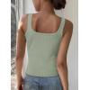 imageWomen Square Neck Crop Tank Tops Sexy Y2K Summer Sleeveless Button Down Fitted Shirts Lace Going Out Camisole TopsGreen