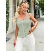 imageWomen Square Neck Crop Tank Tops Sexy Y2K Summer Sleeveless Button Down Fitted Shirts Lace Going Out Camisole TopsGreen