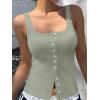 imageWomen Square Neck Crop Tank Tops Sexy Y2K Summer Sleeveless Button Down Fitted Shirts Lace Going Out Camisole TopsGreen