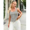imageWomen Square Neck Crop Tank Tops Sexy Y2K Summer Sleeveless Button Down Fitted Shirts Lace Going Out Camisole TopsGrey