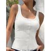 imageWomen Square Neck Crop Tank Tops Sexy Y2K Summer Sleeveless Button Down Fitted Shirts Lace Going Out Camisole TopsWhite