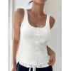 imageWomen Square Neck Crop Tank Tops Sexy Y2K Summer Sleeveless Button Down Fitted Shirts Lace Going Out Camisole TopsWhite