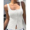 imageWomen Square Neck Crop Tank Tops Sexy Y2K Summer Sleeveless Button Down Fitted Shirts Lace Going Out Camisole TopsWhite