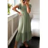 imageWomen Summer Dresses 2025 Trendy Ruffle Sleeve V Neck Tiered Flowy A Line Casual Loose Beach Midi Dress with PocketArmy Green