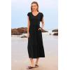 imageWomen Summer Dresses 2025 Trendy Ruffle Sleeve V Neck Tiered Flowy A Line Casual Loose Beach Midi Dress with PocketBlack