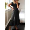 imageWomen Summer Dresses 2025 Trendy Ruffle Sleeve V Neck Tiered Flowy A Line Casual Loose Beach Midi Dress with PocketBlack