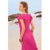 imageWomen Summer Dresses 2025 Trendy Ruffle Sleeve V Neck Tiered Flowy A Line Casual Loose Beach Midi Dress with PocketHot Pink