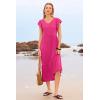 imageWomen Summer Dresses 2025 Trendy Ruffle Sleeve V Neck Tiered Flowy A Line Casual Loose Beach Midi Dress with PocketHot Pink