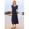 imageWomen Summer Dresses 2025 Trendy Ruffle Sleeve V Neck Tiered Flowy A Line Casual Loose Beach Midi Dress with PocketNavy Blue