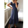 imageWomen Summer Dresses 2025 Trendy Ruffle Sleeve V Neck Tiered Flowy A Line Casual Loose Beach Midi Dress with PocketNavy Blue