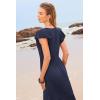 imageWomen Summer Dresses 2025 Trendy Ruffle Sleeve V Neck Tiered Flowy A Line Casual Loose Beach Midi Dress with PocketNavy Blue