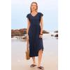 imageWomen Summer Dresses 2025 Trendy Ruffle Sleeve V Neck Tiered Flowy A Line Casual Loose Beach Midi Dress with PocketNavy Blue