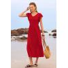 imageWomen Summer Dresses 2025 Trendy Ruffle Sleeve V Neck Tiered Flowy A Line Casual Loose Beach Midi Dress with PocketRed