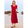 imageWomen Summer Dresses 2025 Trendy Ruffle Sleeve V Neck Tiered Flowy A Line Casual Loose Beach Midi Dress with PocketRed
