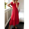 imageWomen Summer Dresses 2025 Trendy Ruffle Sleeve V Neck Tiered Flowy A Line Casual Loose Beach Midi Dress with PocketRed