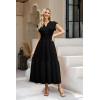imageWomen Summer Maxi Dress 2025 Cap Sleeve V Neck Button Casual Loose Ruffle Tiered ALine Long Flowy Beach SundressBlack