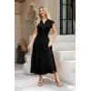 imageWomen Summer Maxi Dress 2025 Cap Sleeve V Neck Button Casual Loose Ruffle Tiered ALine Long Flowy Beach SundressBlack
